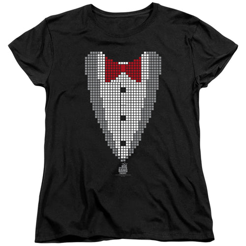 Big Bang Theory Pixelated Tux Womens T-Shirt