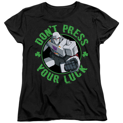 Transformers ST. Patrick's Day Megatron Don't Press Your Luck Womens T-Shirt