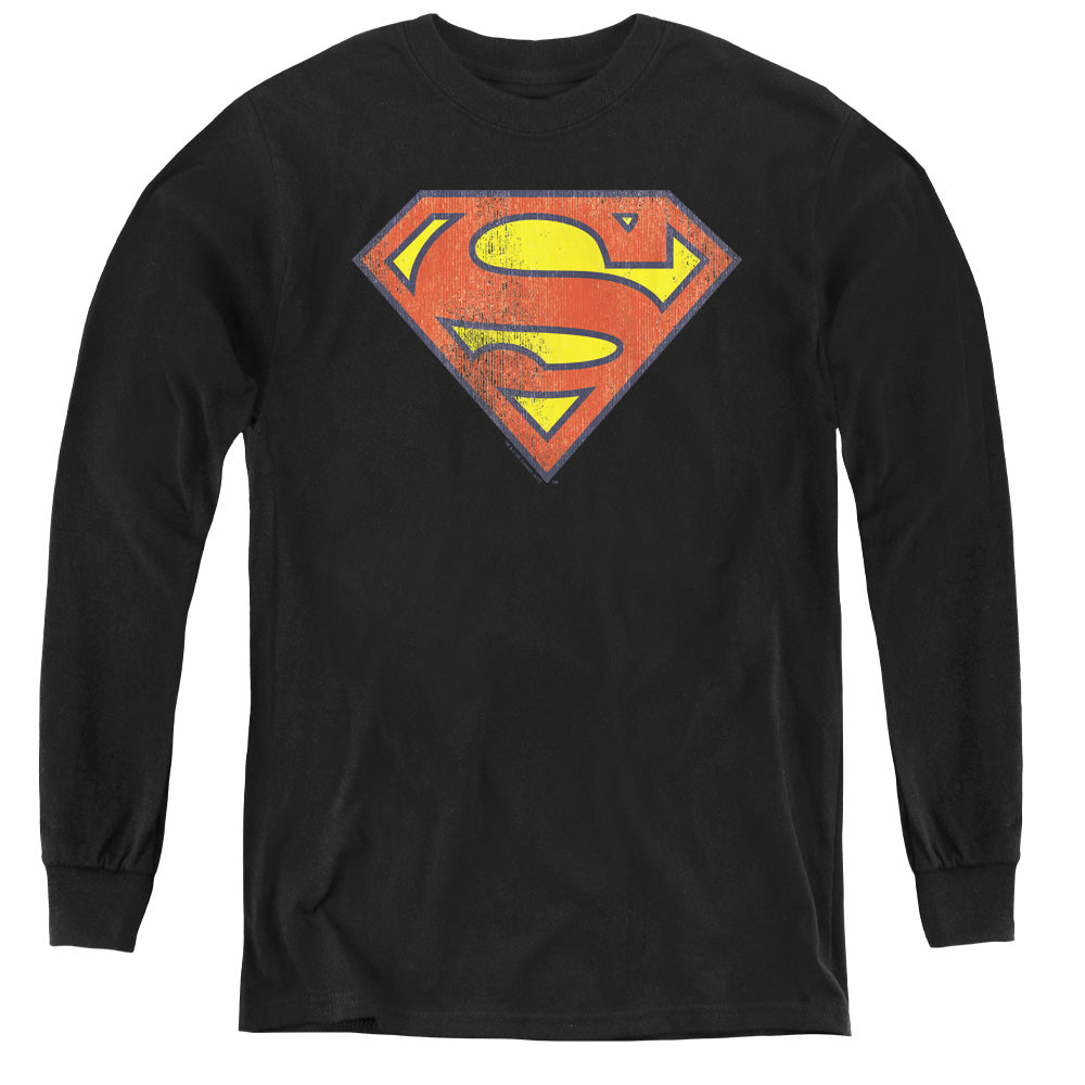 DC Comics Retro Supes Logo Distressed Youth Long Sleeve T-Shirt