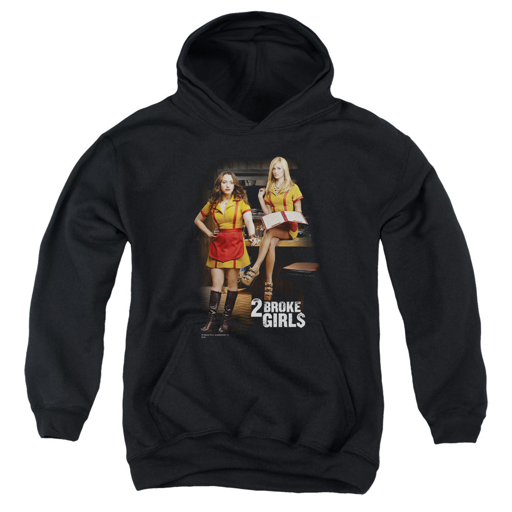 Black Youth Hoodie 2 Broke Girls Max and Caroline