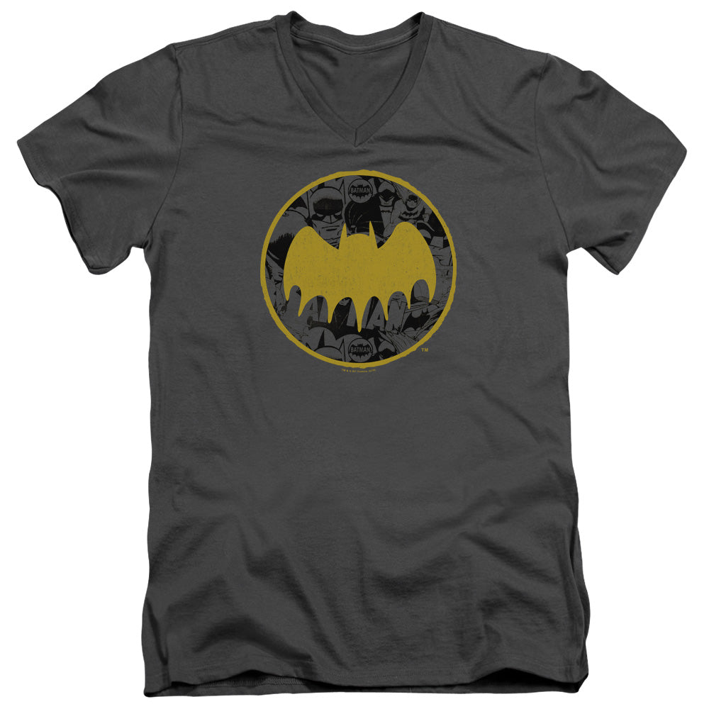 Batman Vintage Symbol Collage V-Neck T-Shirt