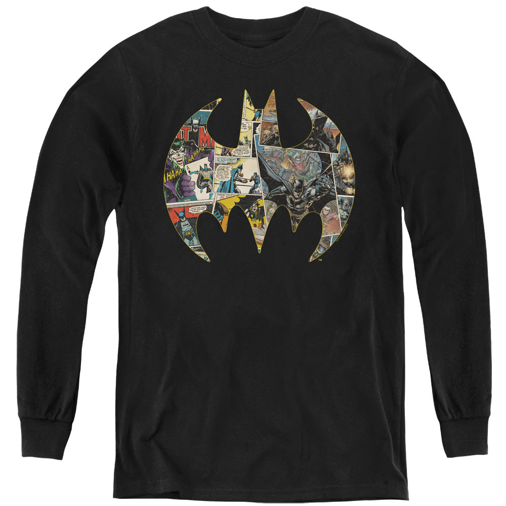 Batman Collage Shield Youth Long Sleeve T-Shirt