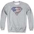 Superman Wartorn Flag Athletic Heather Crewneck Sweatshirt