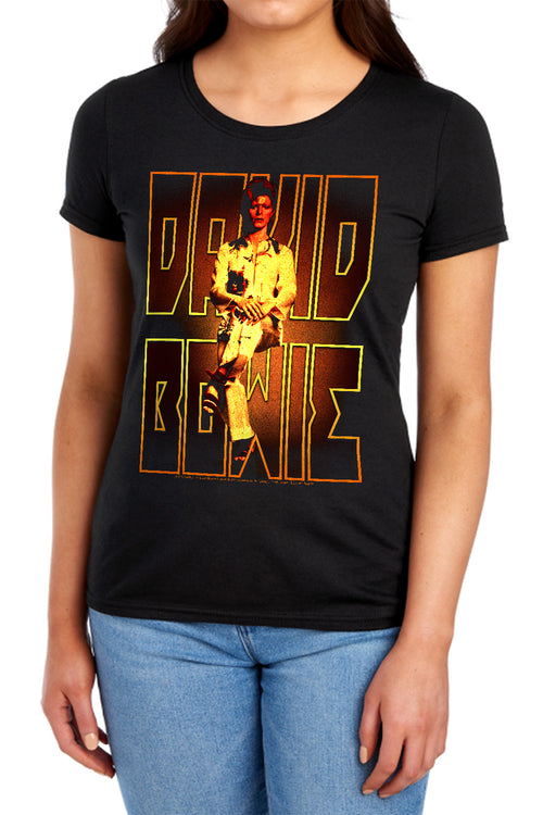 David Bowie Perched Womens T-Shirt