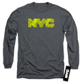 New York City Map Fill Charcoal Long Sleeve T-Shirt