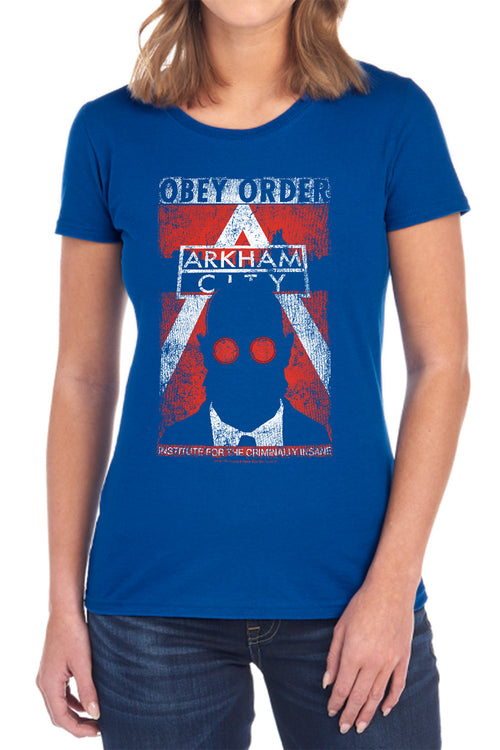 Batman Obey Order Poster Womens T-Shirt