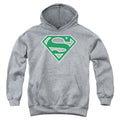 Superman Green & White Shield Athletic Heather Youth Hoodie