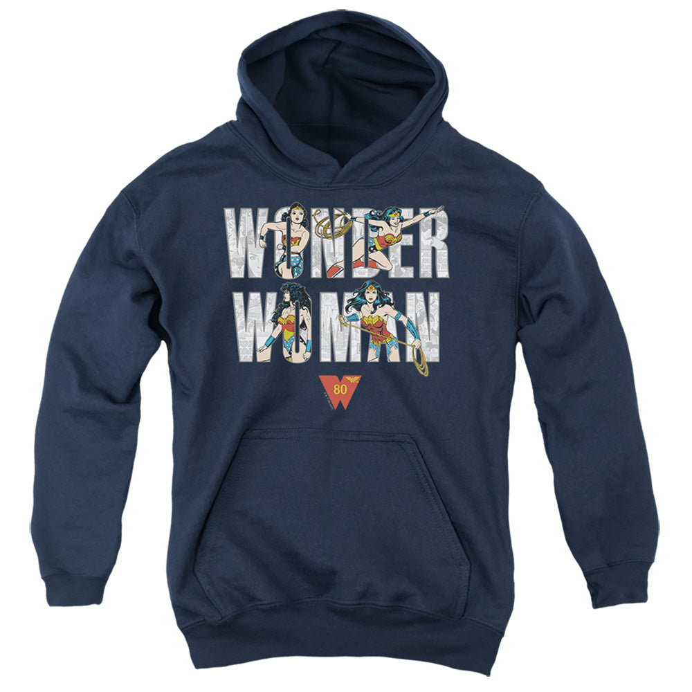 Wonder Woman WW 80th Illustrated Type Youth Hoodie