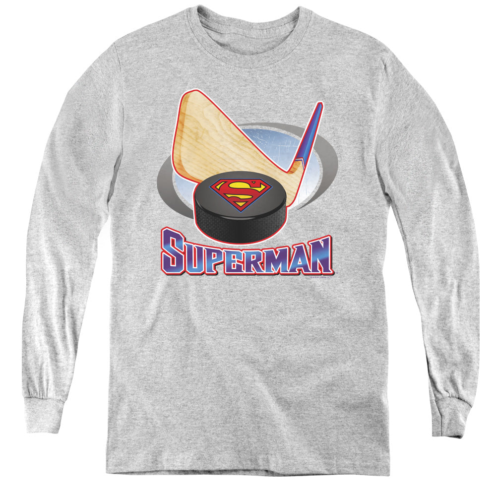 Superman Hockey Stick Youth Long Sleeve T-Shirt