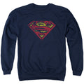 Superman S Shield Rough Navy Crewneck Sweatshirt