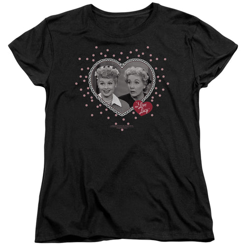 I Love Lucy Hearts And Dots Womens T-Shirt