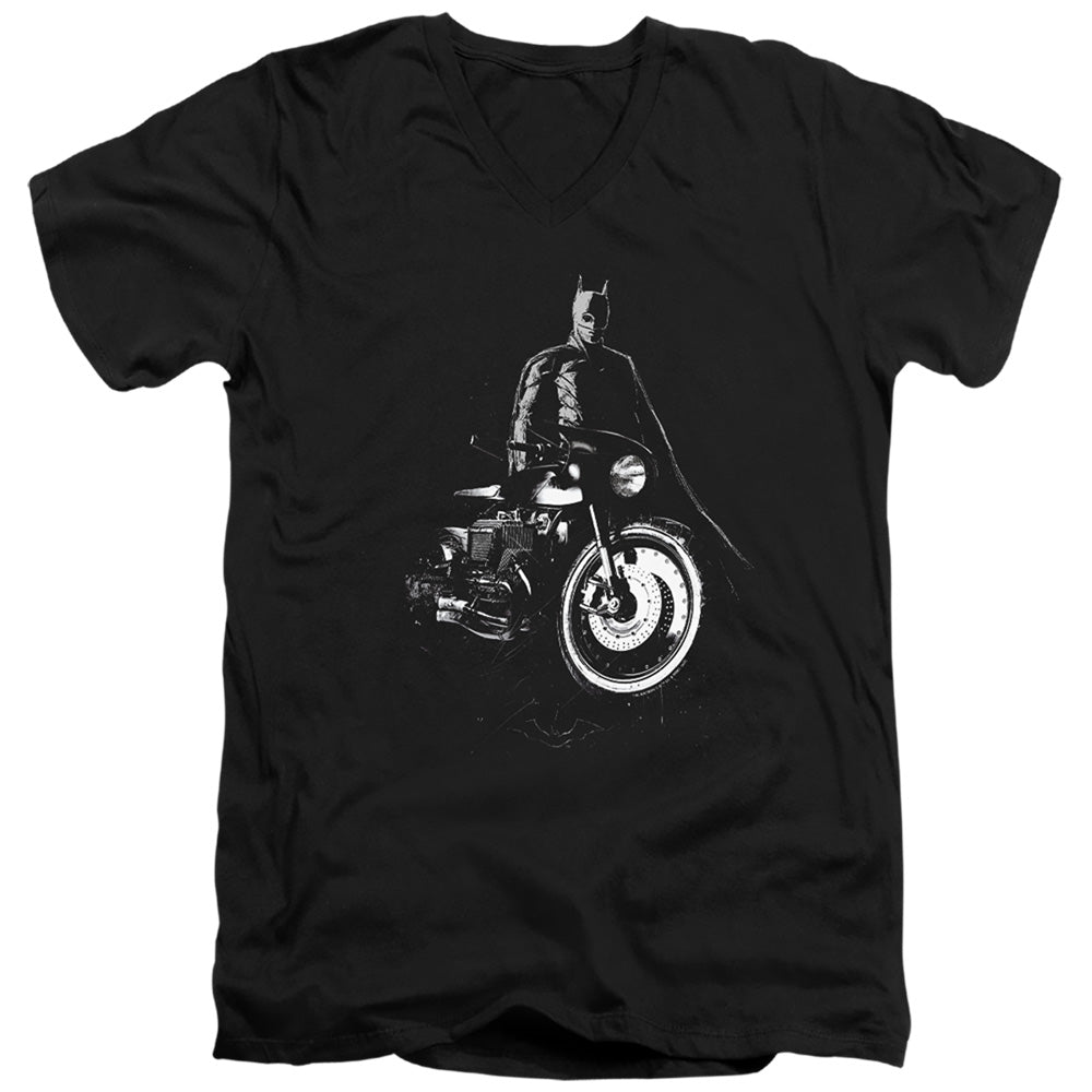 The Batman And His Motorcycle V-Neck T-Shirt
