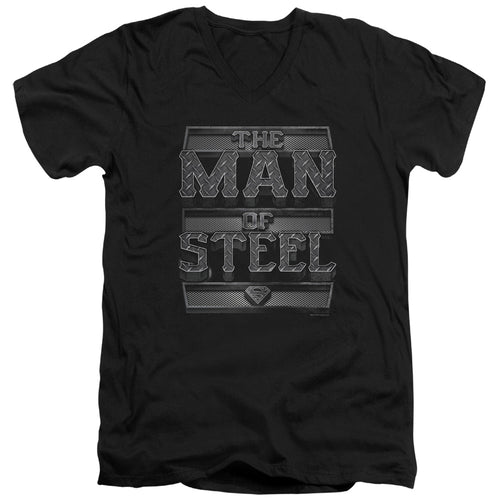 Superman Steel Text V-Neck T-Shirt