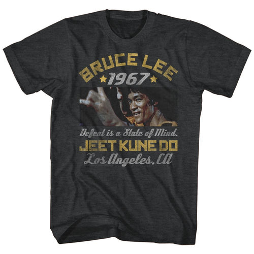 Black heather Bruce Lee t-shirt featuring Bruce Lee Box Smirk martial arts design