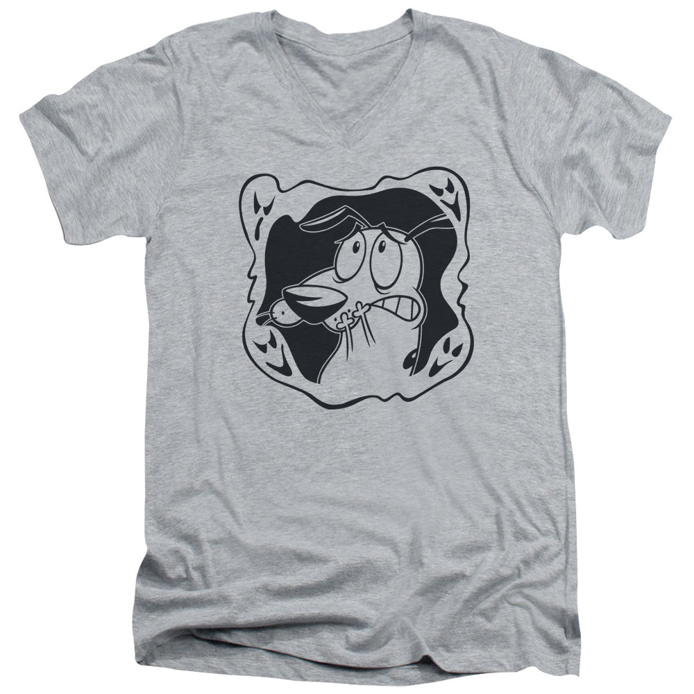 Courage the Cowardly Dog Ghost Frame V-Neck T-Shirt
