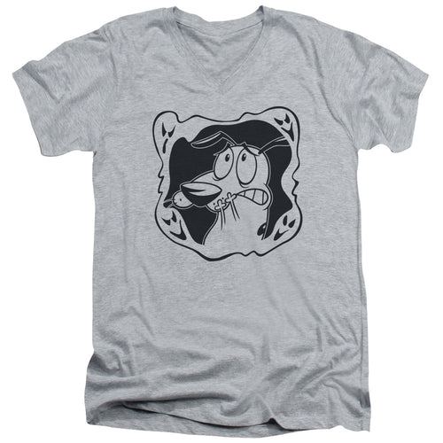 Courage the Cowardly Dog Ghost Frame V-Neck T-Shirt