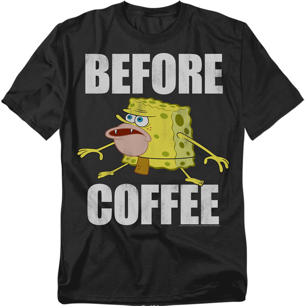 Spongebob Squarepants Before Coffee Meme Black T-Shirt