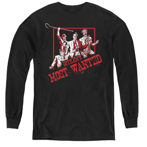 Batman Gothams Most Wanted Youth Long Sleeve T-Shirt