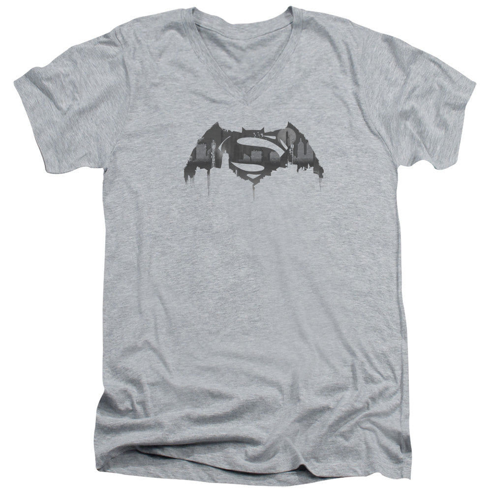 Batman v Superman Cityscape Logo V-Neck T-Shirt