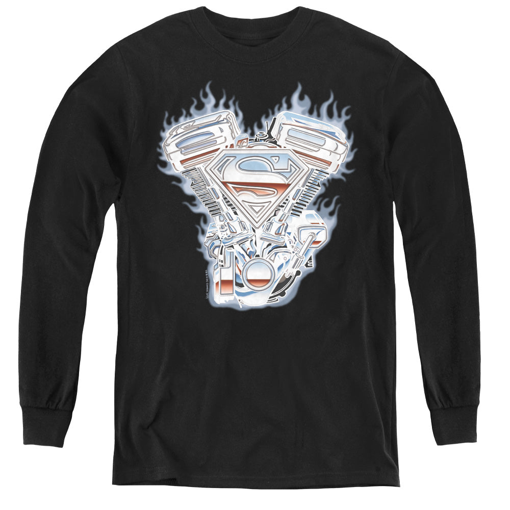 Superman V Twin Logo Youth Long Sleeve T-Shirt