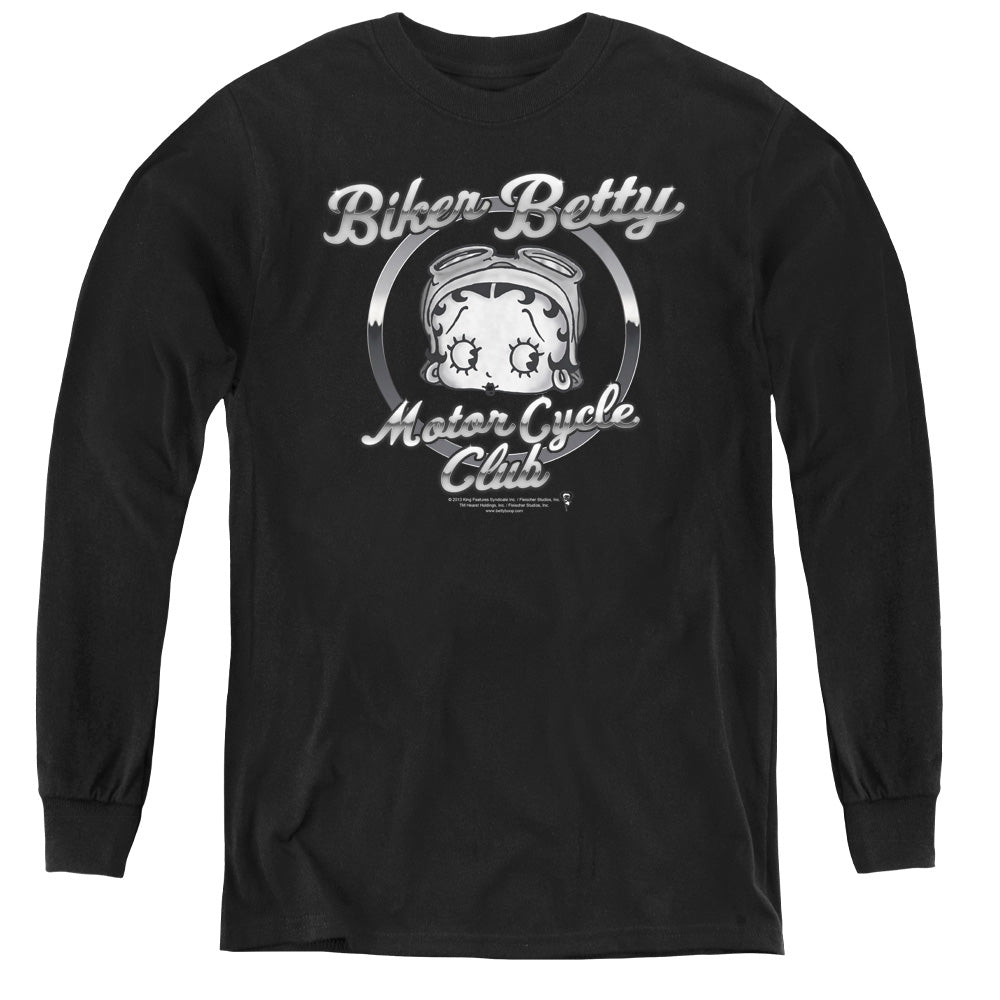 Betty Boop Chromed Logo Youth Long Sleeve T-Shirt