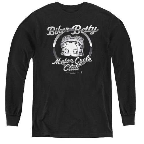 Betty Boop Chromed Logo Youth Long Sleeve T-Shirt
