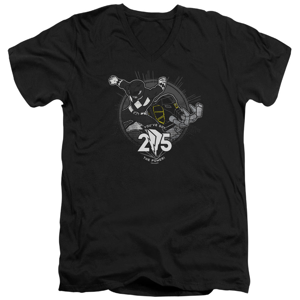 Mighty Morphin Power Rangers Black 25 V-Neck T-Shirt