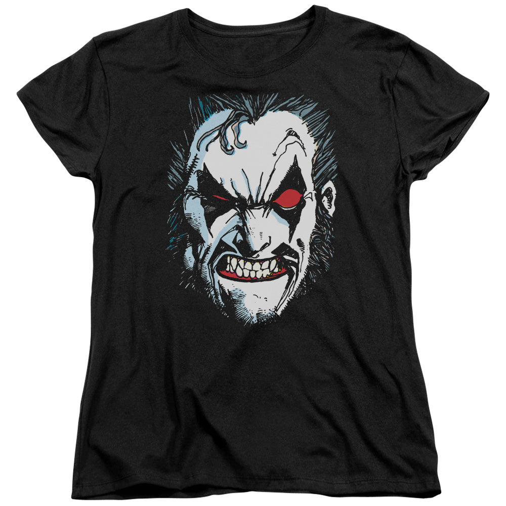 Justice League In Lo Face Womens T-Shirt