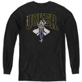The Batman Joker Varsity on Black Youth Long Sleeve T-Shirt