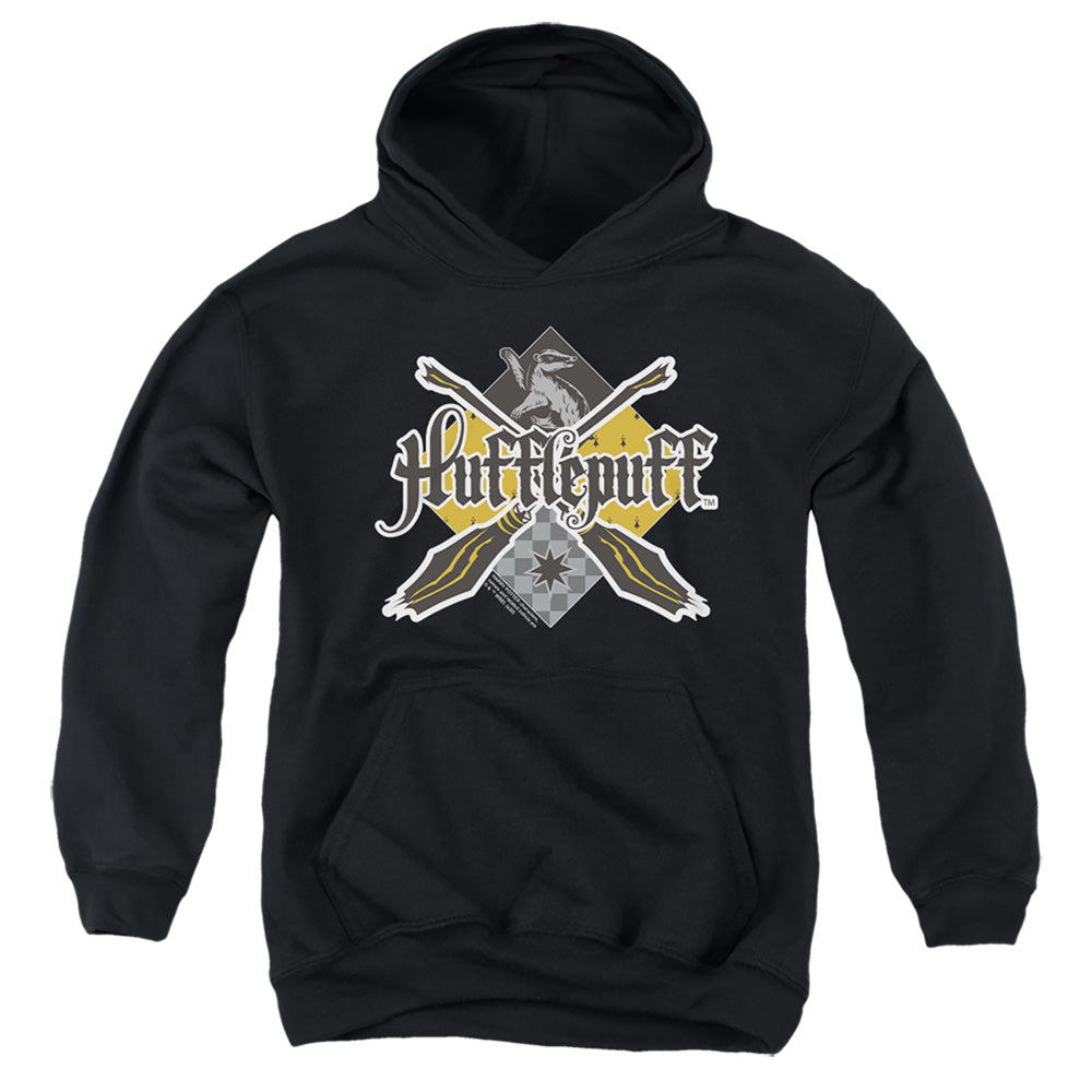 Harry Potter Hufflepuff Broomstick Badger Logo Youth Hoodie