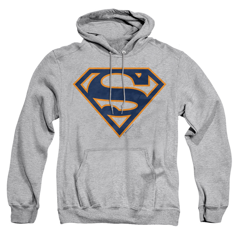 Superman Navy & Orange Shield Athletic Heather Pullover Hoodie