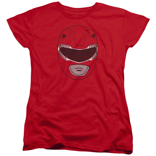 Mighty Morphin Power Rangers Red Ranger Mask Womens T-Shirt