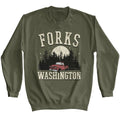 Military Green Twilight sweatshirt featuring Twilight Forks Truck design
