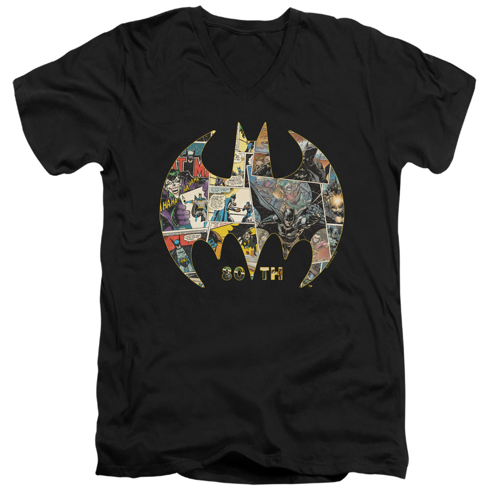 Batman 80Th Shield V-Neck T-Shirt