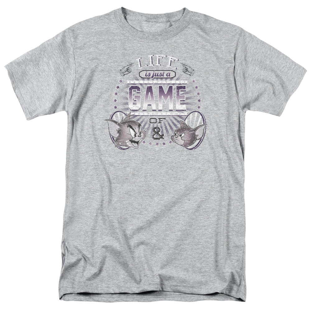 Tom and Jerry Life Is a Game Athletic Heather T-Shirt