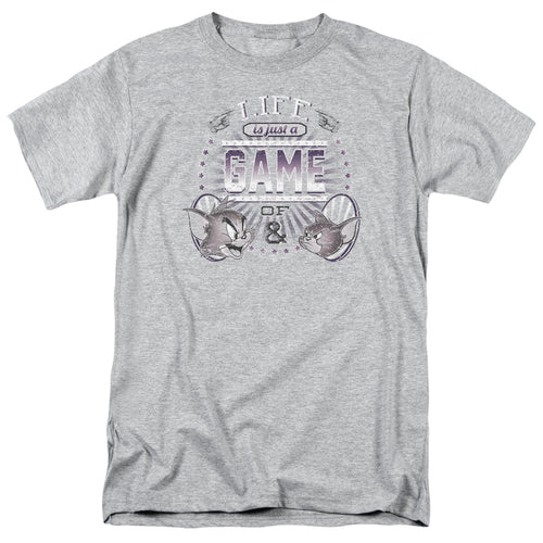 Tom and Jerry Life Is a Game Athletic Heather T-Shirt