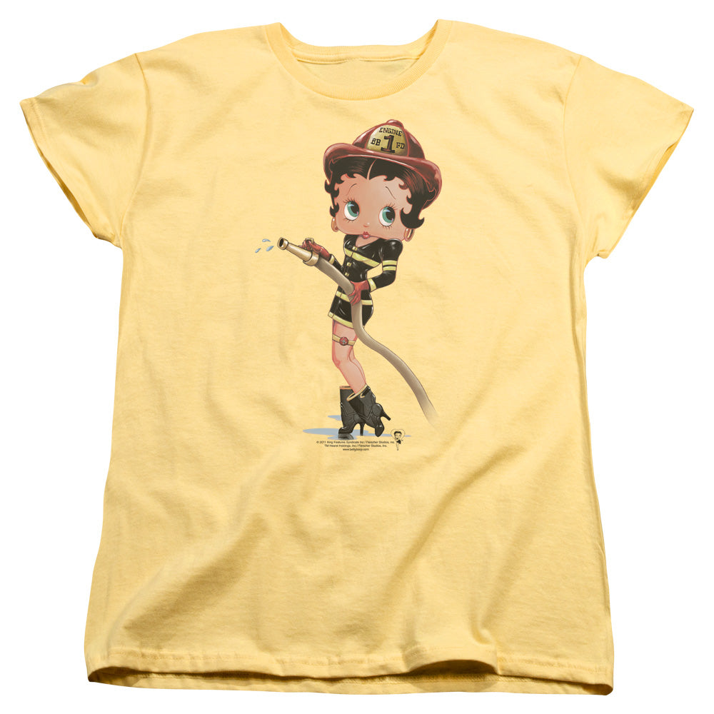 Betty Boop Firefighter Womens T-Shirt