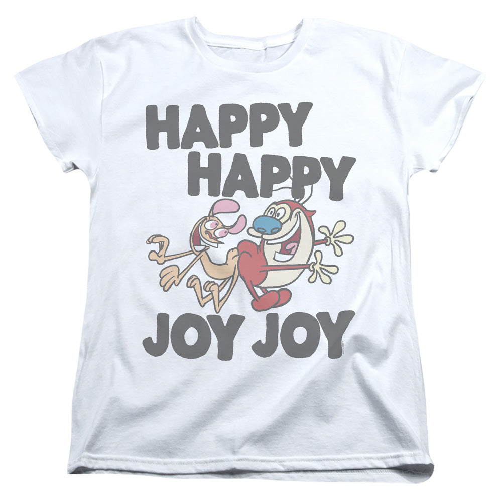 Ren and Stimpy Happy Happy Joy Joy Monotone Womens T-Shirt