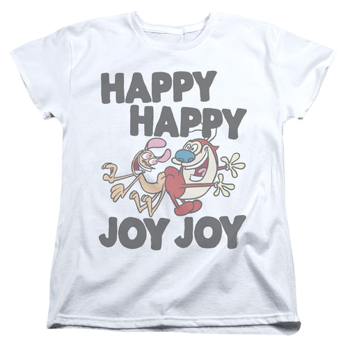 Ren and Stimpy Happy Happy Joy Joy Monotone Womens T-Shirt