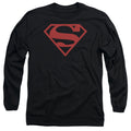 Superman Red on Black Shield Long Sleeve T-Shirt