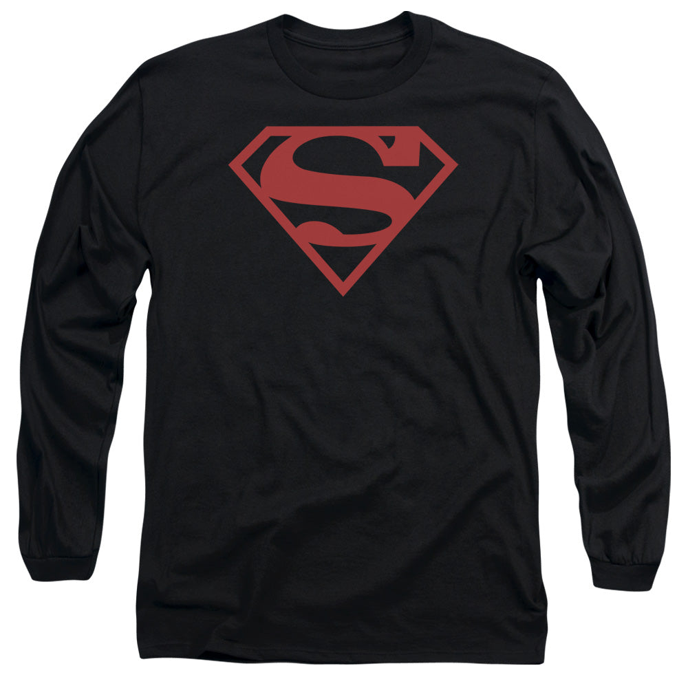Superman Red on Black Shield Long Sleeve T-Shirt