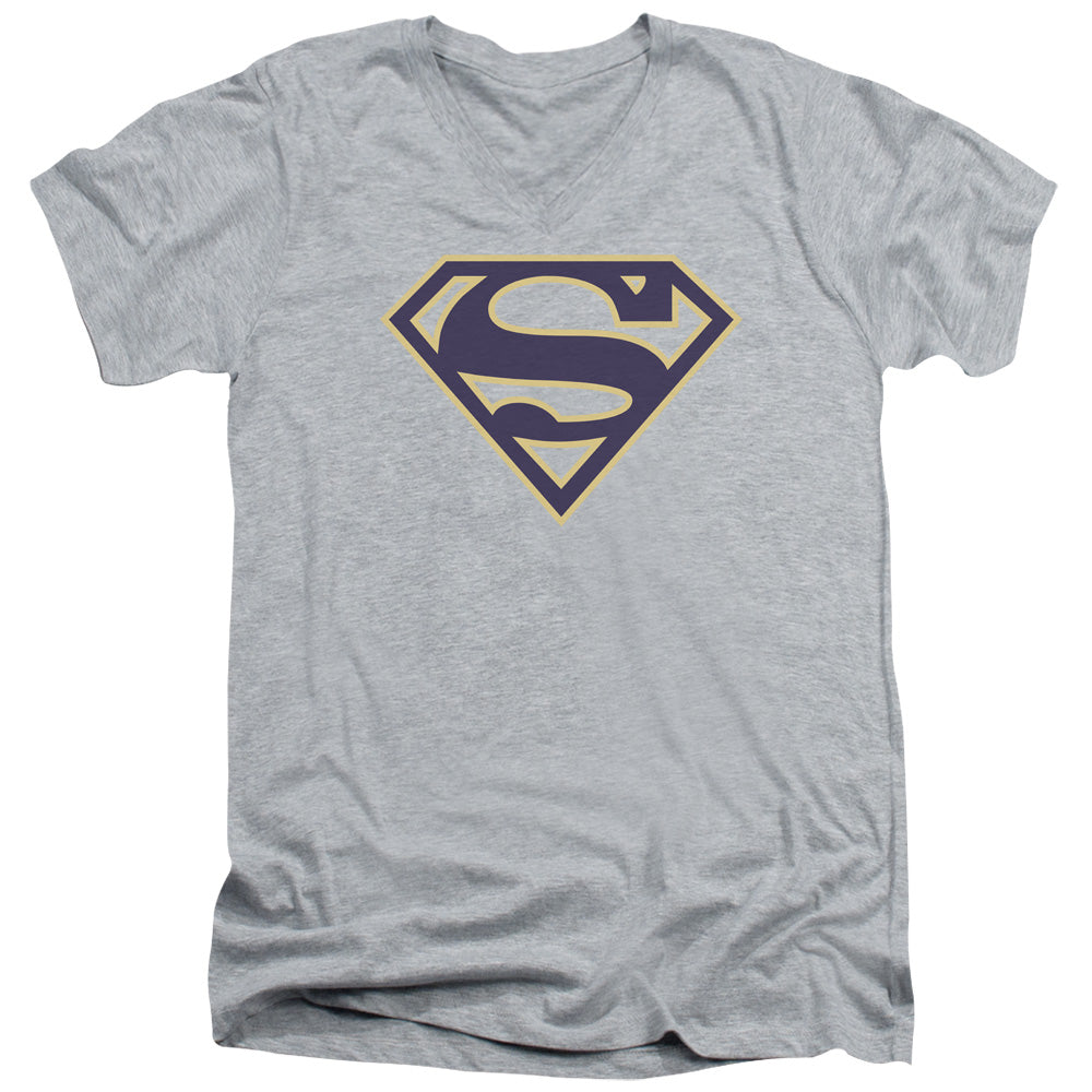 Superman Navy & Gold Shield Athletic Heather V-Neck T-Shirt