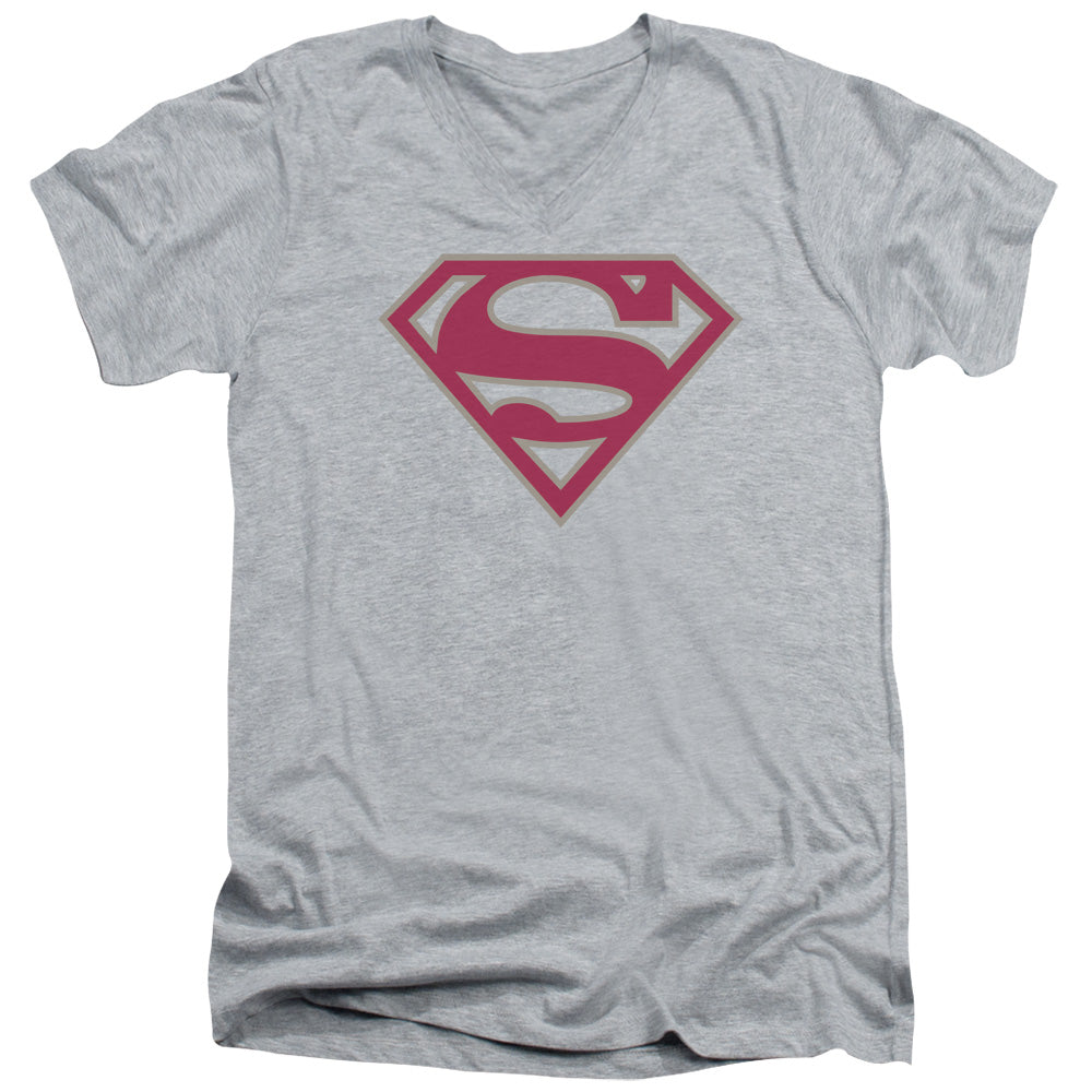 Superman Crimson & Gray Shield V-Neck T-Shirt