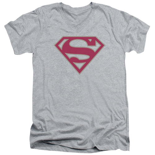 Superman Crimson & Gray Shield V-Neck T-Shirt
