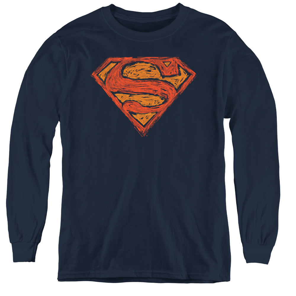 Superman Messy S Youth Long Sleeve T-Shirt