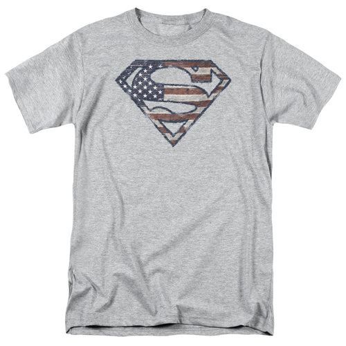 Superman Wartorn Flag Athletic Heather T-Shirt