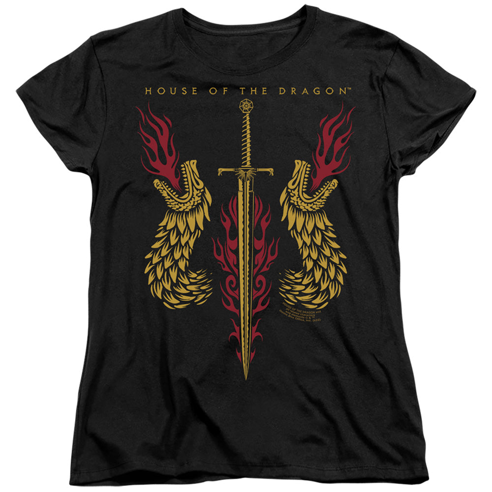 House of the Dragon Sword And Dragon Heads Womens T-Shirt