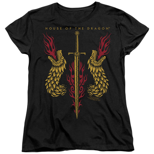 House of the Dragon Sword And Dragon Heads Womens T-Shirt