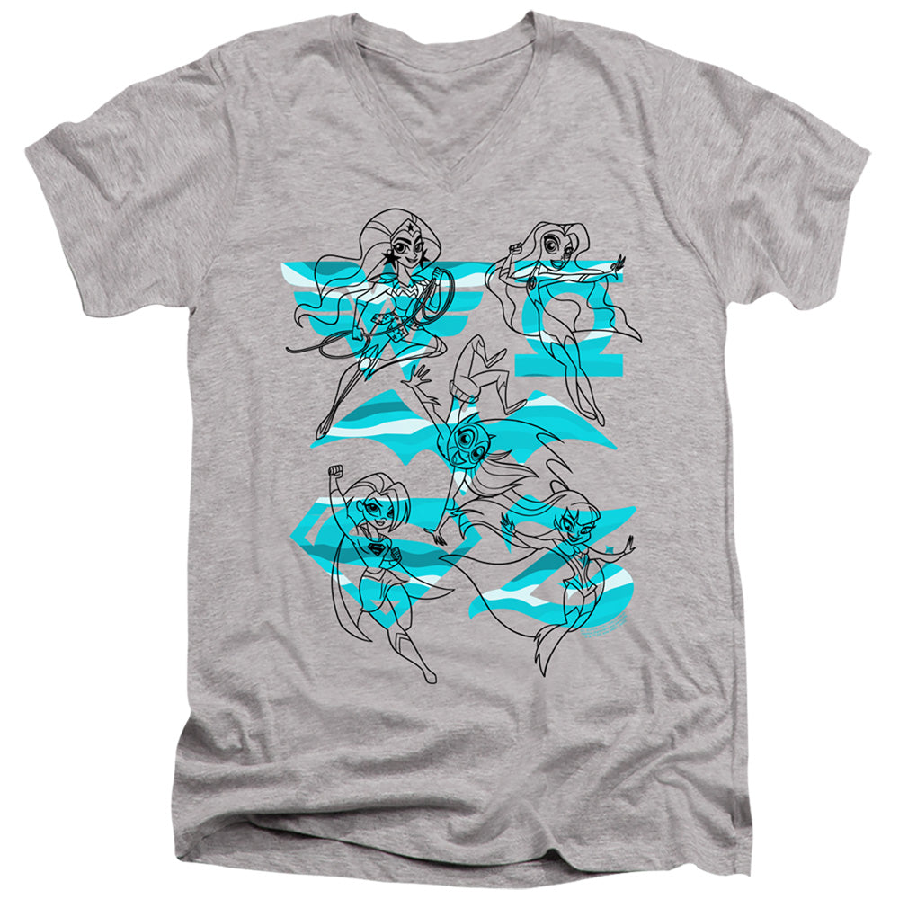 DC Super Hero Girls Line Art Group V-Neck T-Shirt
