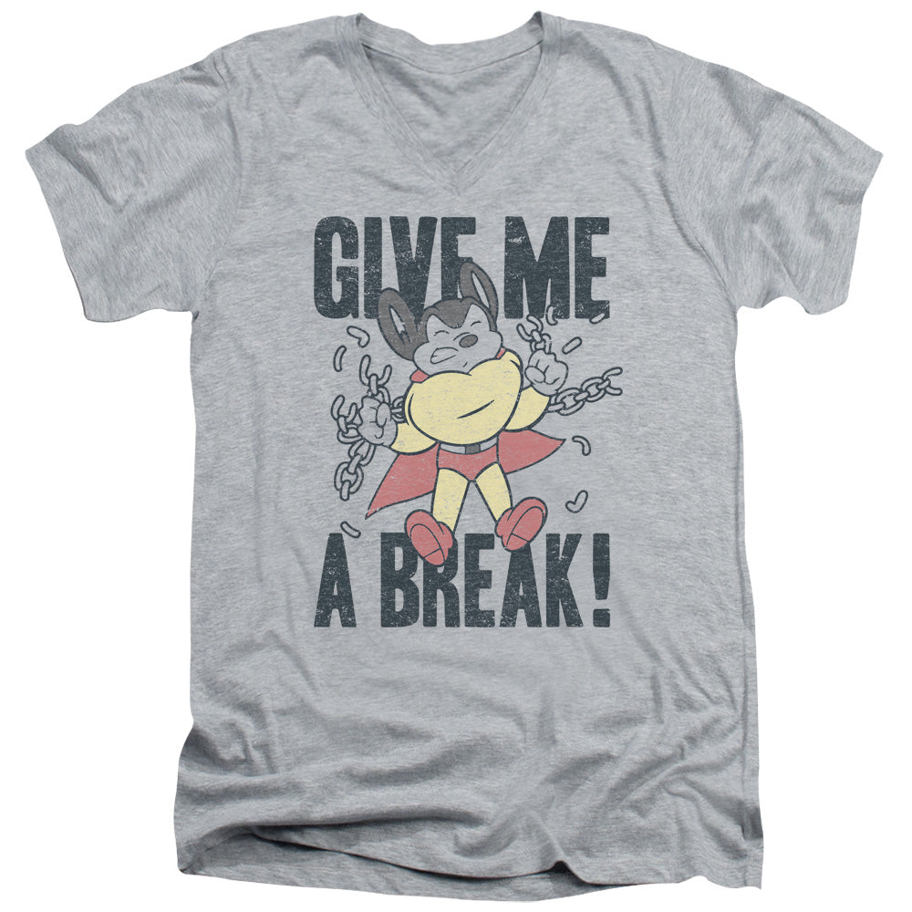 Mighty Mouse Give Me a Break V-Neck T-Shirt